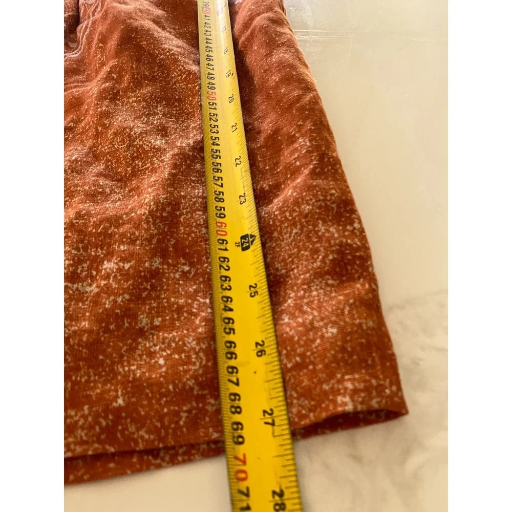 Peruvian Connection linen blend orange strapless‎ mini dress Sz 14 Pockets